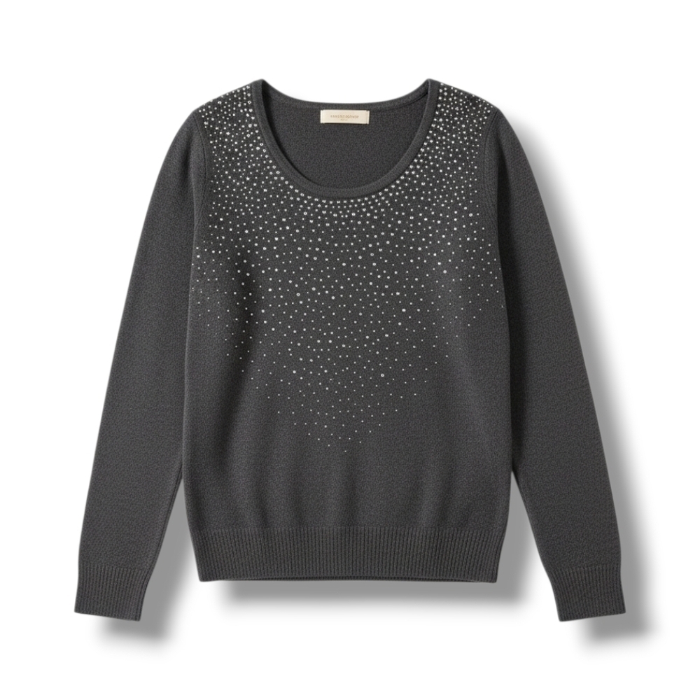 Carolyn Taylor women's gray embellished long sleeve sweater - small - Picture 1 of 6
